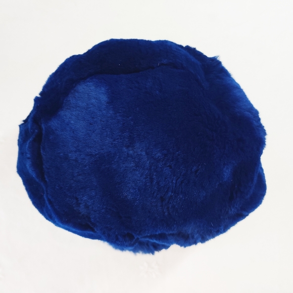 Vintage Royal Blue Rabbit Fur Hat 1960's Beanie-Cossack Cross Winter Hat - Picture 5 of 7